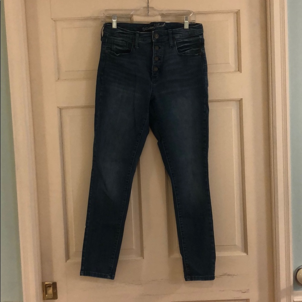 High waisted ankle length denim jeans women